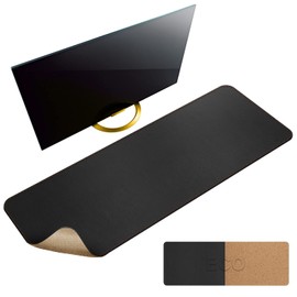 MAIDERN Alfombrilla de Escritorio Reversible de Piel/Corcho | 120x40cm XXL | Doble Cara para Oficina y Hogar | Protector de Mesa Elegante | Negro
