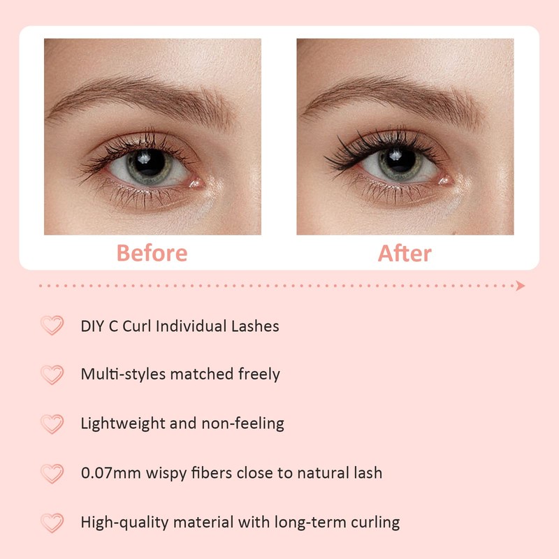 MLEN DIARY Individual Eyelashes, Pack of 246 Lash Clusters Eyelash