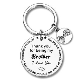 Brother Gifts Keychain from Brother Sister Thank You for Being My Brother Keyring for Brothers Stepbrother Birthday Christmas Presents for BFF Best Friend Friedship Gift