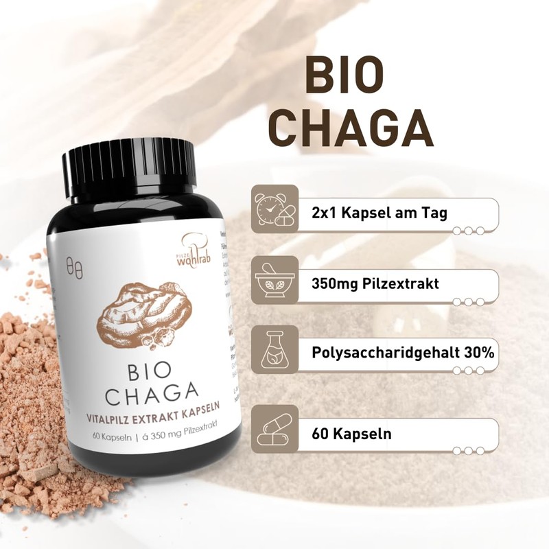 Pilze Wohlrab - Organic Chaga Mushroom Capsules - Chaga Extract