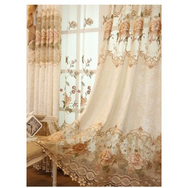 TIYANA Luxury Embroidered Cloth Curtain for Living Room 84 inch Length Custom Romantic Elegant Luxurious Delicate Embroidery Drape Window Dressing Bedroom Grommet Top 1 Panel 40x84 inch