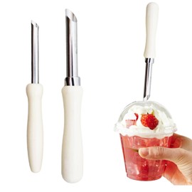 2PCS Clay Hole Cutters, Straw Hole Puncher for Plastic Lids, Stainless Steel Circular Clay Hole Cutters Pottery Tools Wooden Handle Clay Tools Lemonade Cup Lid Hole Puncher Single for Straw