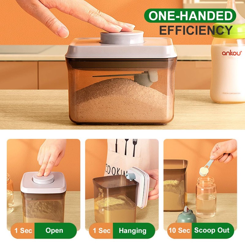 Ankou One-Push Formula Container, 2300ml Formula Dispenser with Scoop and