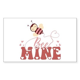 CafePress Bee Mine Cute Valentine's Day Bee Sticker Rectangle Bumper Sticker Car Decal