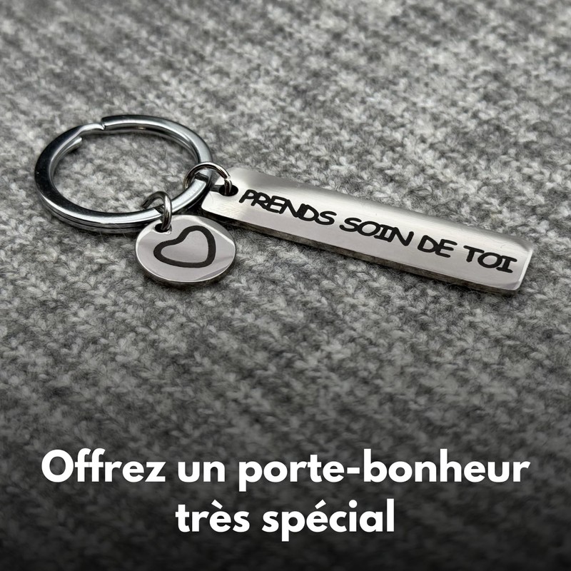 EVEMATE Frankreich Schlüsselanhänger mit Gravur (Prends soin de toi)