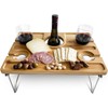 ECCRIS Portable Folding Wine Table with 4 Glass Holders and