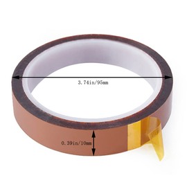 Insulation Tape, Heat Resistant Tape, Width 0.4 inches (10 mm) x Length 99.4 ft (33 m), Polyimide Tape, Heat Resistant, Insulation Tape, Capto Tape, High Temperature Tape, For Masking and Protecting Electronic Substrates, For Machinery and Equipment, MOMI