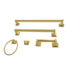 Kingston Brass BAHK602124787 Milton 5-Piece 18-Inch and 24-Inch Towel Bars Bathroom Accessory Set in Brushed Brass