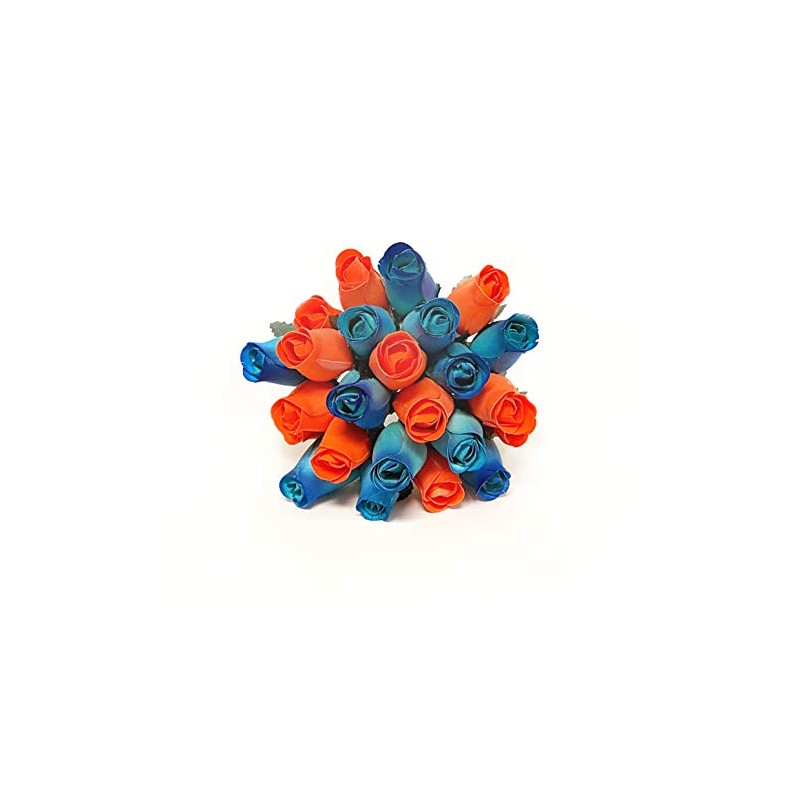 The Original 24 Realistic Wooden Roses - Blue and Orange