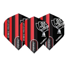 WINMAU Dart Flights - Proffessional Player - Prism Delta Dennis Priestley Extra Thick 100 Micron - 1 Set per pack (3 darts Flights in total) - Professional Darts Accessories - Black & Red Flights