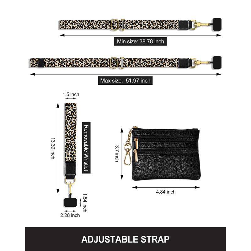 Nipichsha Crossbody Phone Strap with Wallet, Clip and Go Strap