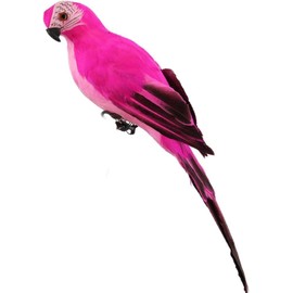 Parrot Figurines Simulation Parrot Ornament Feathered Birds Statue Feathered Parrot Ornament for Landscape Lawn Porch Patio Garden Decoraiton - Rose Red