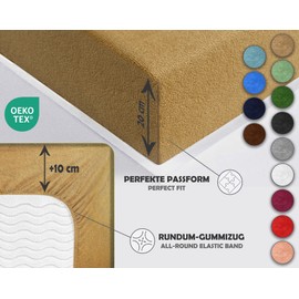 Sesto Senso Fitted Sheet 140 x 200 cm Beige Skin Colour for Topper Terry Cloth with Elastic Band 100% Cotton