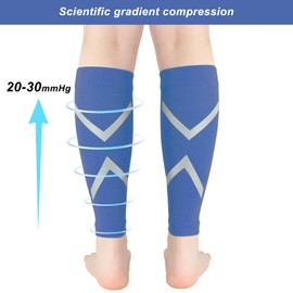 Novetec Calf Compression Sleeve for Men Women Reflective Footless Socks for Shin Splint Relief Night Running Cycling