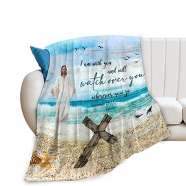 citari Christian Jesus Blanket Christian Gifts for Women & Men Religious Cross Throw Blanket Jesus Blanket for Kids Adults Soft Warm Cozy Fleece Blanket for Couch Sofa ​Bed 50""x60""