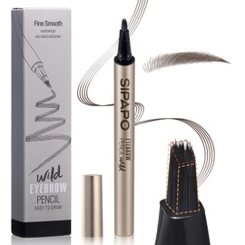 Microblading Brow-Fection Eyebrow Pen – Waterproof Smudge-Proof Liquid Eyebrow Tattoo Pen for Hair-Like Strokes, Long-Lasting Precision Eyebrow Pencil for All-Day Wear(01 Gray Brown）