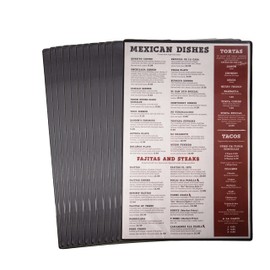 Risch Menu Cover Holder Board, Heat-Sealed, Double-Sided Black Page Hardboard Holder with Clear Pocket Protector Corners – for Restaurants, Wine List, Pubs, Breweries, Bars,11” x 17”, (Pack of 12)