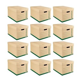 Universal 9523101 Letter/Legal Recycled Medium-Duty Record Storage Box - Kraft/Green (12/Carton)