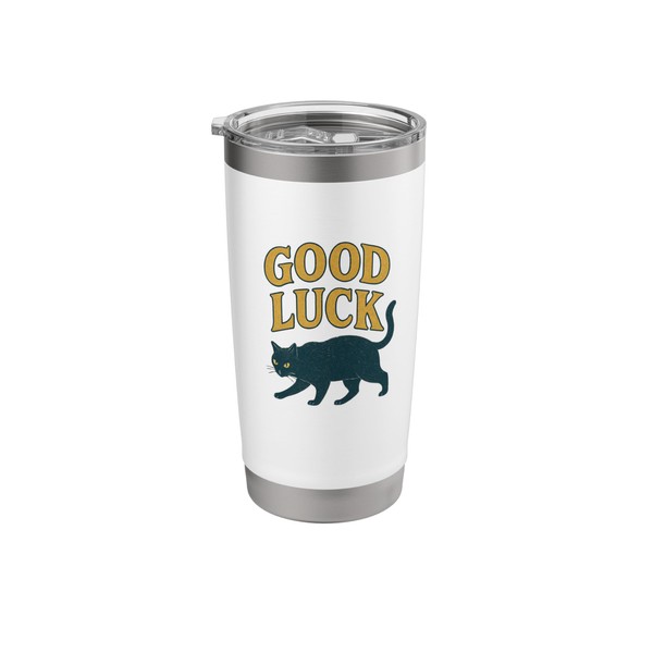Black Cat "Good Luck" Retro Design Stainless Steel Insulated Tumbler