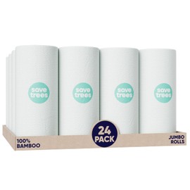 Save Trees Bamboo Paper Towels 24pk - 3600 Sheets Rolls Ultra Absorbent & Durable Eco-Friendly Paper Towels -FSC-Certified, Vegan