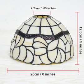 Fiunkes 8-Inch Tiffany Style Lampshade Replacement, Pastoral Floral Stained Glass Lamp Shade Only for Table Lamps Pendant Lamps Wall Lights,Large Hole