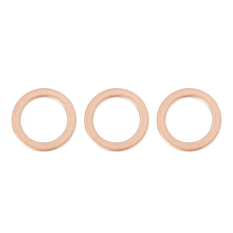 X AUTOHAUX 3pcs M14 Copper Tone Oil Drain Plug Gaskets
