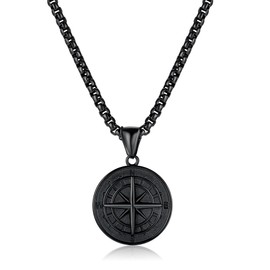L.Karden Necklace for Men/Women 316L Stainless Steel Compass Pendant Necklaces Mens Jewellery Gift for Him Boyfriends Birthday Anniversary Valentines Day Gifts for Father Husband 50CM