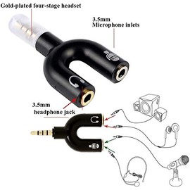 ELE-GATE adaptador divisor de sonido 2 en 1, puedes conectar tu micrófono y tus auriculares a una entrada de 3.5mm Podrás disfrutar de Ambas cosas, sin necesitad de desconectar