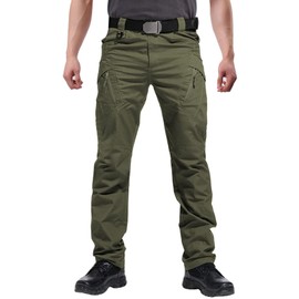 Hiwise Men's Ripstop Tactical Pants Water Resistant Stretch Cargo Pants Lightweight EDC Hiking Work Pants (Green, 32WX34L)