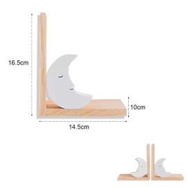 Nacnic Set of 2 Wooden Moon Bookends | Non-Slip Bookends for Bookshelves | Nursery Decoration