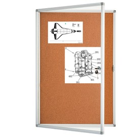 BIBOC Enclosed Cork Bulletin Board Display Cases Tamperproof Notice Poster Memo Board with Aluminum Frame,36x24 inches (Cork)