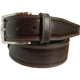 Men'S Belt 100% Italian Full Grain Single Skin Hide Leather Belt Double Stitching 40mm, brown, XL 38-41 INCHES