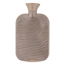 Fashy Double Ribbed Wave Pattern in Mother of Pearl Colour Taupe Hot Water Bottle, 2.0 Litre