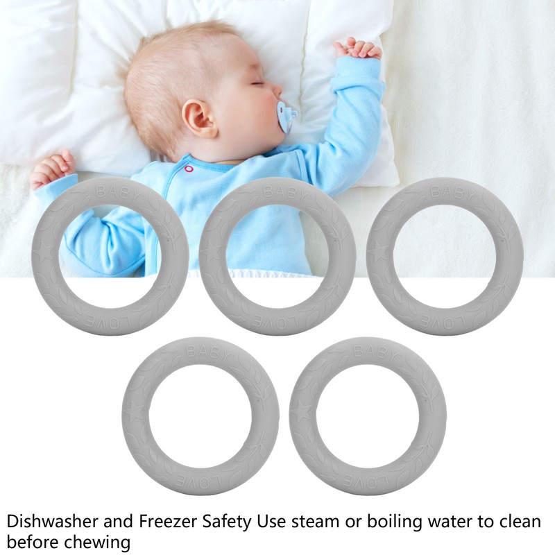 5pcs Baby Soft Silicone Teething Ring Toy Infant Safe Elastic