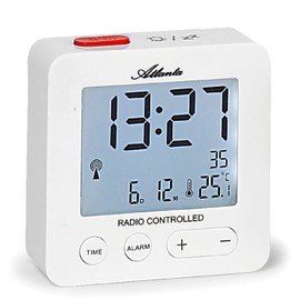 Atlanta Funkwecker Digital LCD Beleuchtung Temperatur Einfache Bedienung Obenabsteller Weiß - 1882-0