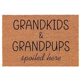 Welcome Doormat Coco Coir Door Mat Gift Grandkids and Grandpups Spoiled Here Grandparent for Grandma Grandpa (30" x 18")