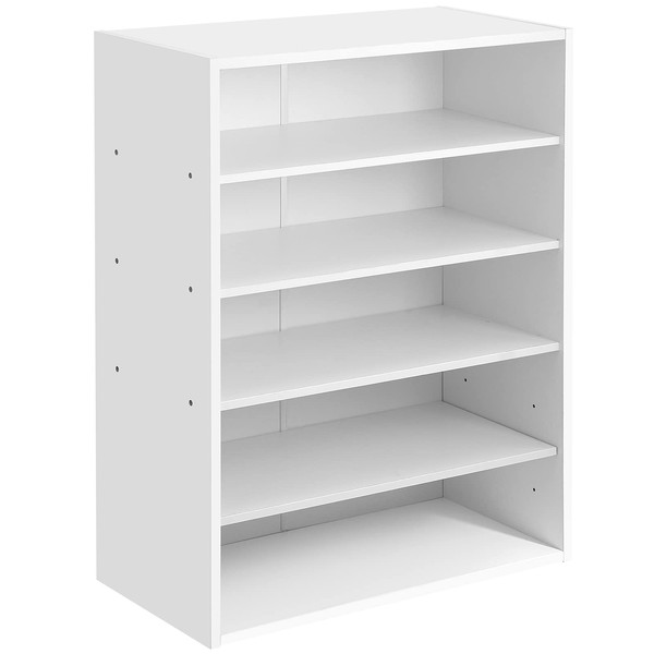 HAIOOU 5 Tier White Shoe Rack, 24 Inches Stackable Wooden