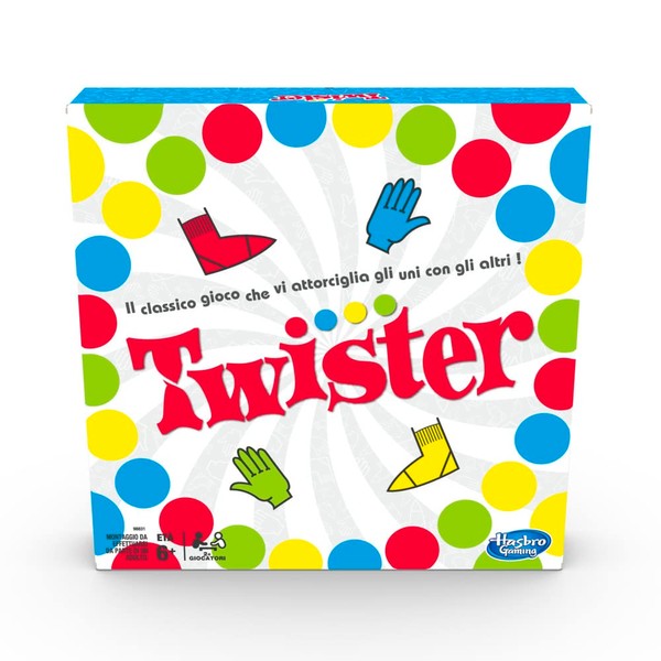 Hasbro Gaming 315-98831456 Twister Box Game-2020 Italian Version, Single, Multi-Coloured,