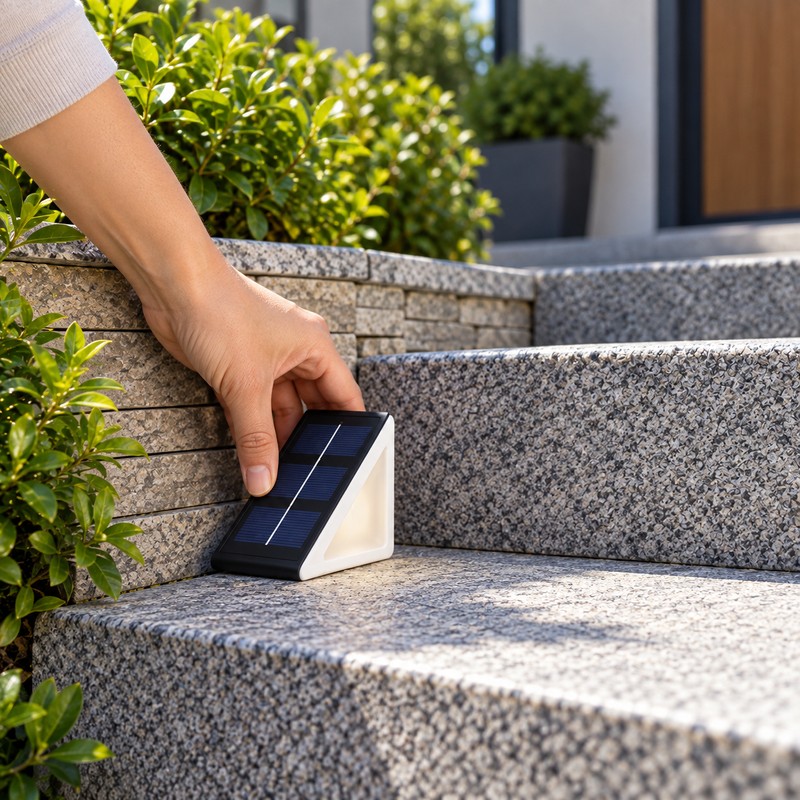 Outdoor Solar Step Lights – Warm White & RGB Triangle