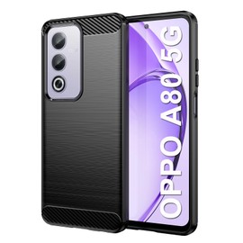HEYUS Case for Oppo A80 5G, Shock-Absorption Brushed Flexible Soft Carbon Fiber Protective Cover for Oppo A80 5G- Black