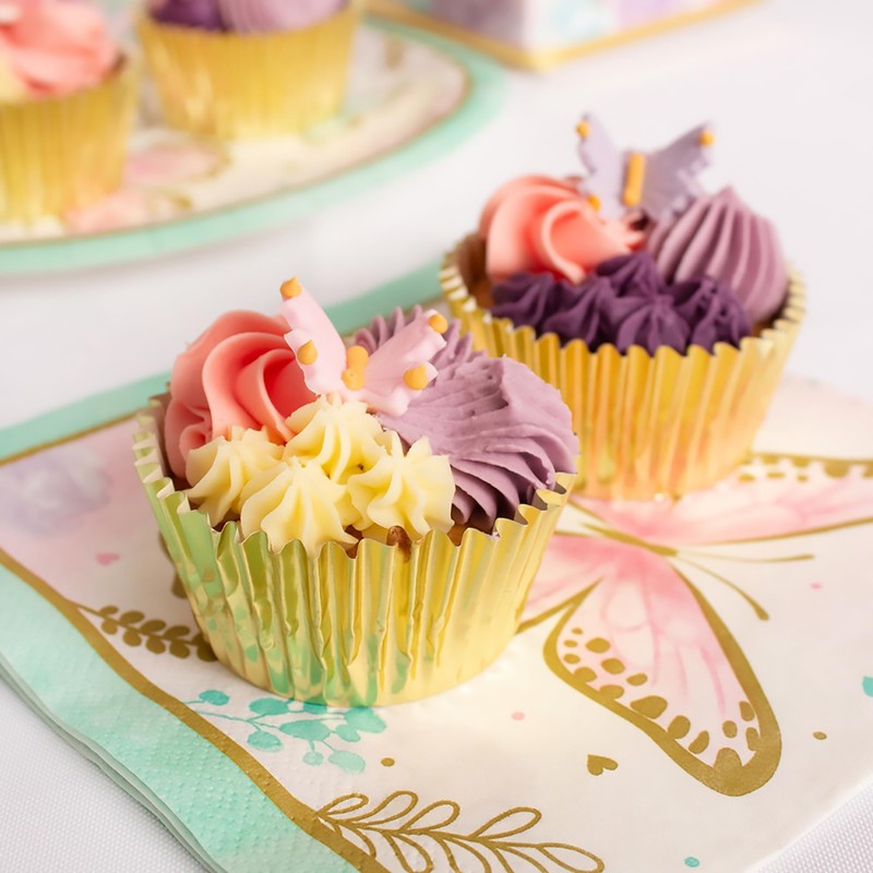 Anniversary House Gold Foil Cupcake Cases for Baking, Baking Cups
