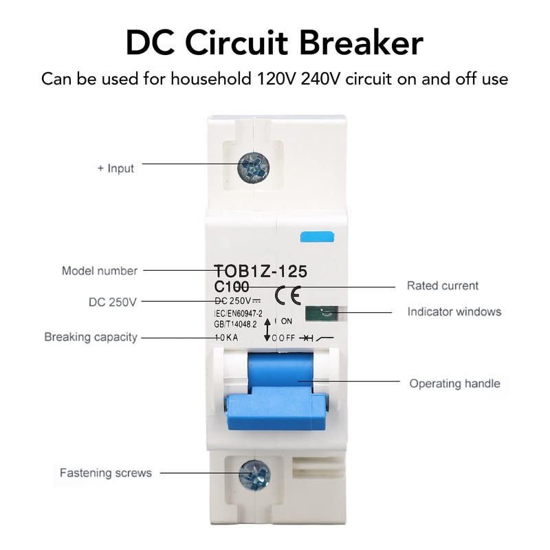 1P DC Miniature Circuit Breaker 100A Isolator for Solar PV