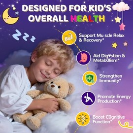 Magnesium Glycinate Gummies for Kids 4+: Sugar Free Chewable Organic Magnesium Gummy with L-Theanine Vitamin B12 B6 D3 Zinc Omega Calcium - Natural Zz