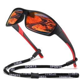 Generic EYGIFT Polarized Sports Sunglasses For Men Women Cycling Fishing Driving UV400 Protection, Black Red Frame/Red Lens