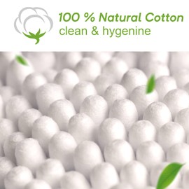 800 Count Cotton Swabs In Bathroom Canister Storage Organizer, Biodegradable & Organic Bamboo Cotton Swabs, Double Tipped Ear Sticks, Wooden Cotton Buds For Ears & Vanity Makeup