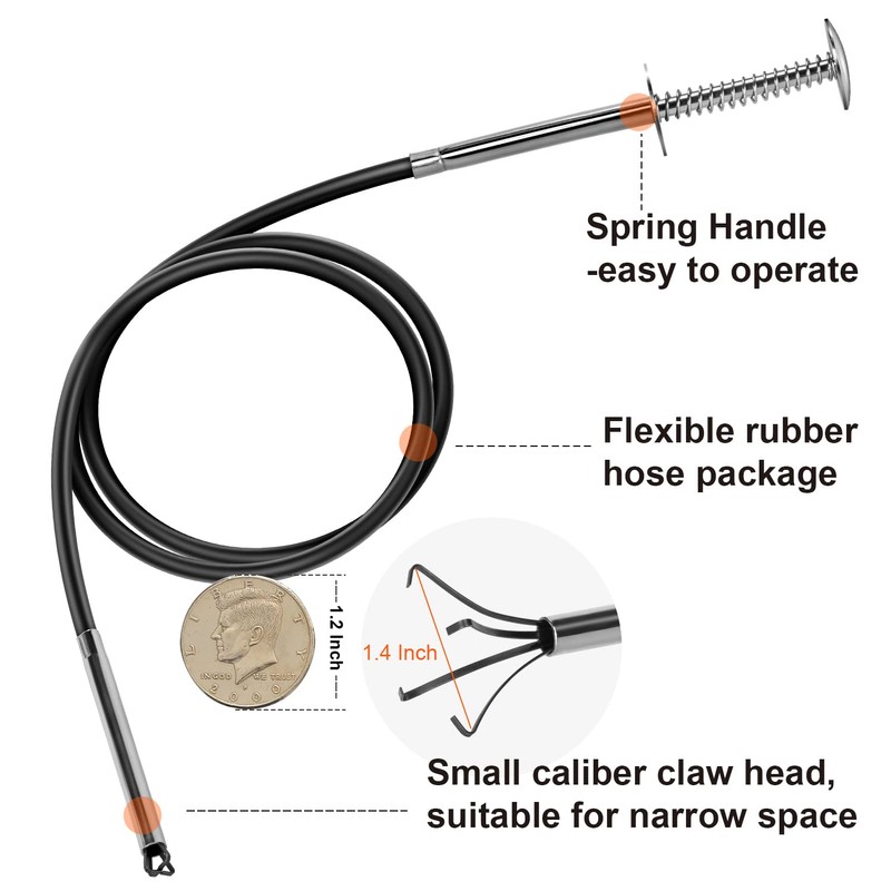 Small Caliber Flexible Grabber Tools 24'' Four-claw Pickup Tool Pick