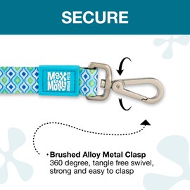 Max & Molly Classic Dog Leash, Comfort Grip Handle, Durable & Strong Neoprene Fabric, Brushed Silver Hardware, Secure Easy Attach Snap Hook, Upper D-Ring for Accessories, Machine Washable