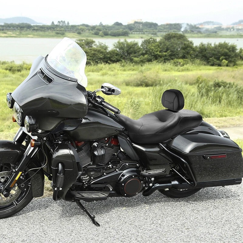 TCMT Black Front Rider Driver Backrest Pad Fit For Harley