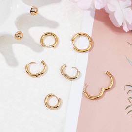UNICRAFTALE 12 Pieces 14/16/21 mm Hypoallergenic Hoop Earrings Golden Surgical Stainless Steel Huggie Hoop Earrings DIY Earrings Accessories Hoop Crafts for DIY Earrings Making Jewellery Making