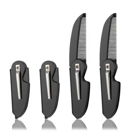 4 Pcs Folding Mustache Comb Portable Beard Comb Fine Teeth Beard Brush Plastic Mustache Brush Moustache Comb Small Pocket Comb for Men Mustache Hair Care Styling Grooming
